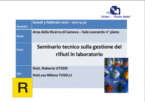 Gestione dei rifiuti in laboratorio - Seminario tecnico